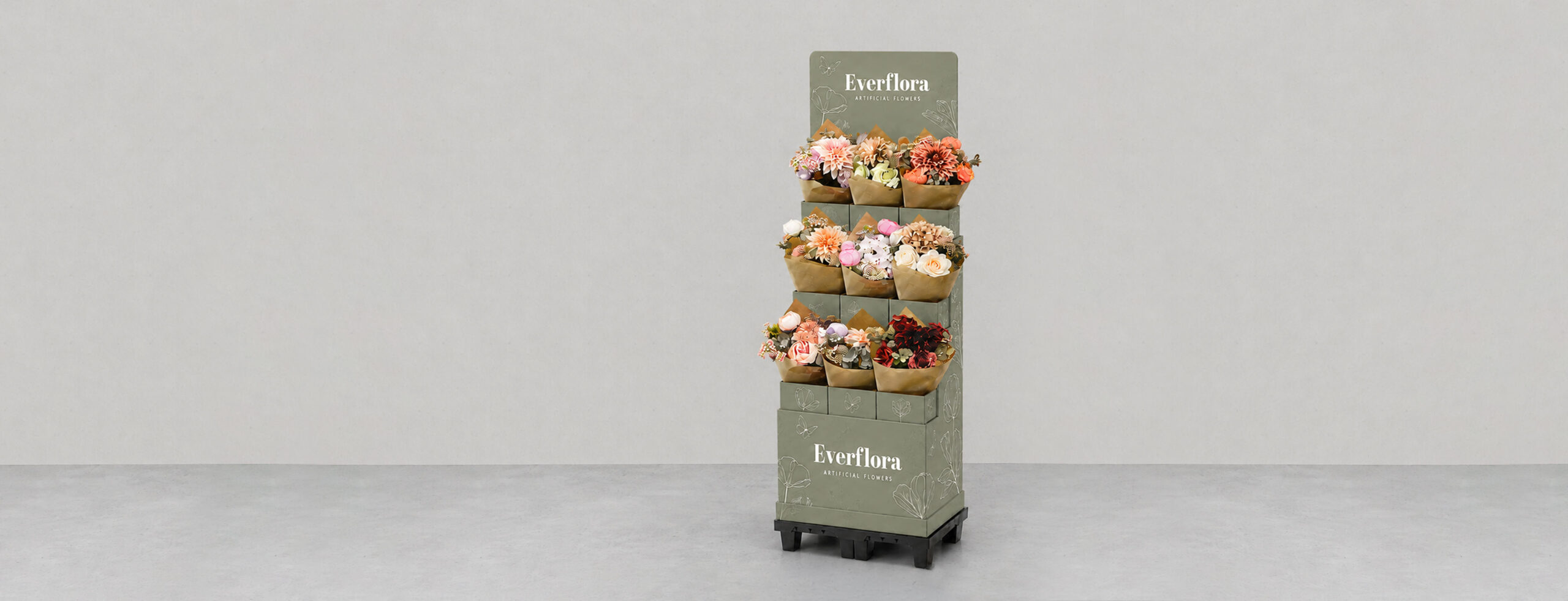 Papdisplay med 9 buketter
